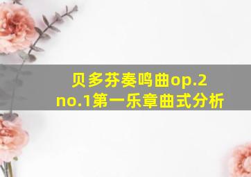 贝多芬奏鸣曲op.2 no.1第一乐章曲式分析